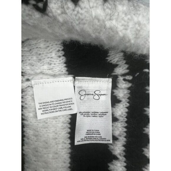 Jessica Simpson Croped Black & White Striped Textured Sweater Large - Picture 9 of 11